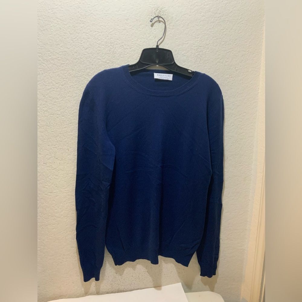 - Hadleigh’s Cardigan crewneck knit 100% cashmere blue size 46